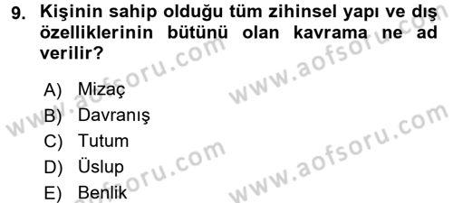 Etkili İletişim Teknikleri Dersi 2017 - 2018 Yılı (Final) Dönem Sonu Sınavı 9. Soru