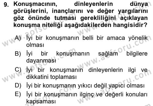 Etkili İletişim Teknikleri Dersi 2018 - 2019 Yılı 3 Ders Sınav Soruları 9. Soru