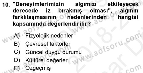Etkili İletişim Teknikleri Dersi 2018 - 2019 Yılı (Vize) Ara Sınav Soruları 10. Soru