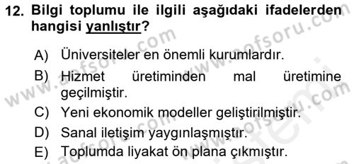 Etkili İletişim Teknikleri Dersi 2018 - 2019 Yılı (Vize) Ara Sınav Soruları 12. Soru