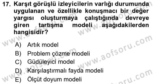 Etkili İletişim Teknikleri Dersi 2018 - 2019 Yılı (Final) Dönem Sonu Sınav Soruları 17. Soru