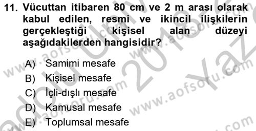 Etkili İletişim Teknikleri Dersi 2018 - 2019 Yılı Yaz Okulu Sınav Soruları 11. Soru