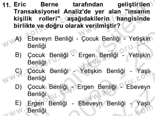 Etkili İletişim Teknikleri Dersi 2020 - 2021 Yılı Yaz Okulu Sınav Soruları 11. Soru