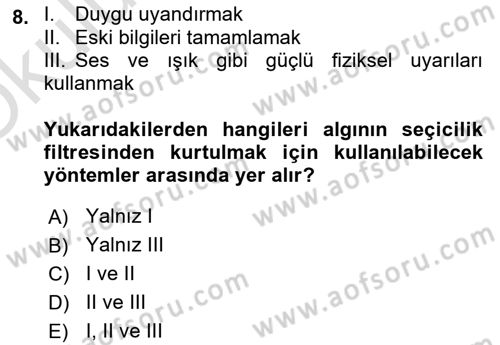Etkili İletişim Teknikleri Dersi 2020 - 2021 Yılı Yaz Okulu Sınav Soruları 8. Soru