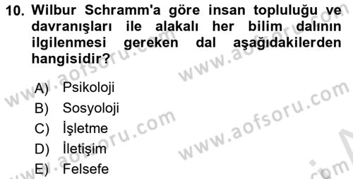 Etkili İletişim Teknikleri Dersi 2021 - 2022 Yılı (Vize) Ara Sınav Soruları 10. Soru