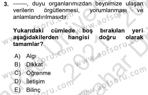 Etkili İletişim Teknikleri Dersi 2021 - 2022 Yılı (Vize) Ara Sınav Soruları 3. Soru