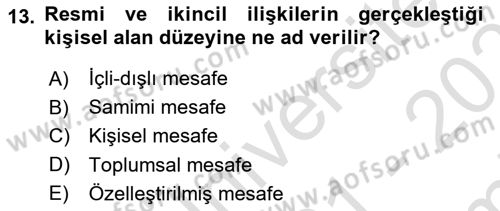 Etkili İletişim Teknikleri Dersi 2021 - 2022 Yılı (Final) Dönem Sonu Sınav Soruları 13. Soru