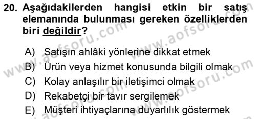 Etkili İletişim Teknikleri Dersi 2021 - 2022 Yılı (Final) Dönem Sonu Sınav Soruları 20. Soru