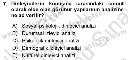 Etkili İletişim Teknikleri Dersi 2021 - 2022 Yılı (Final) Dönem Sonu Sınav Soruları 7. Soru
