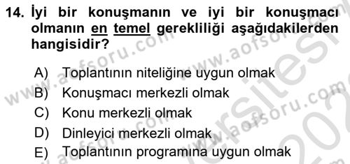 Etkili İletişim Teknikleri Dersi 2021 - 2022 Yılı Yaz Okulu Sınav Soruları 14. Soru