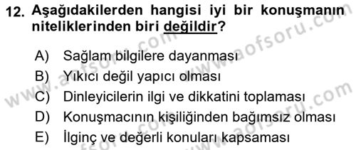 Etkili İletişim Teknikleri Dersi 2022 - 2023 Yılı Yaz Okulu Sınav Soruları 12. Soru