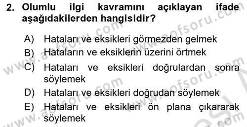 Etkili İletişim Teknikleri Dersi 2023 - 2024 Yılı (Vize) Ara Sınav Soruları 2. Soru