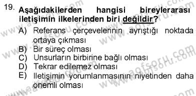 İletişim Bilgisi Dersi 2012 - 2013 Yılı (Vize) Ara Sınav Soruları 19. Soru
