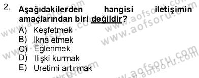 İletişim Bilgisi Dersi Ara Sınavı Deneme Sınav Soruları 2. Soru