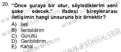 İletişim Bilgisi Dersi Ara Sınavı Deneme Sınav Soruları 20. Soru