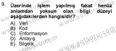 İletişim Bilgisi Dersi Ara Sınavı Deneme Sınav Soruları 9. Soru