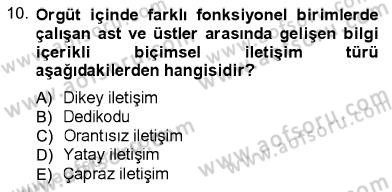 İletişim Bilgisi Dersi 2012 - 2013 Yılı (Final) Dönem Sonu Sınav Soruları 10. Soru