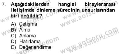 İletişim Bilgisi Dersi 2012 - 2013 Yılı (Final) Dönem Sonu Sınavı 7. Soru