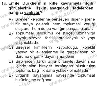 İletişim Bilgisi Dersi 2012 - 2013 Yılı Tek Ders Sınav Soruları 13. Soru