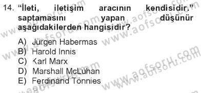 İletişim Bilgisi Dersi 2012 - 2013 Yılı Tek Ders Sınavı 14. Soru