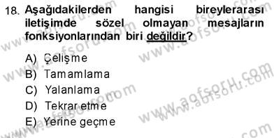 İletişim Bilgisi Dersi Ara Sınavı Deneme Sınav Soruları 18. Soru
