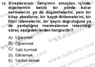 İletişim Bilgisi Dersi Ara Sınavı Deneme Sınav Soruları 19. Soru