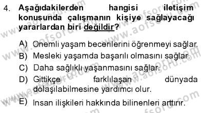 İletişim Bilgisi Dersi Ara Sınavı Deneme Sınav Soruları 4. Soru