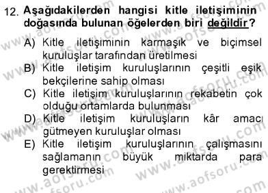 İletişim Bilgisi Dersi 2013 - 2014 Yılı (Final) Dönem Sonu Sınav Soruları 12. Soru