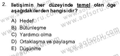 İletişim Bilgisi Dersi 2013 - 2014 Yılı (Final) Dönem Sonu Sınav Soruları 2. Soru