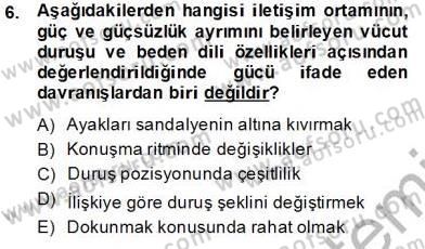İletişim Bilgisi Dersi 2013 - 2014 Yılı Tek Ders Sınav Soruları 6. Soru