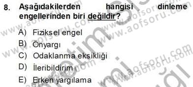 İletişim Bilgisi Dersi 2014 - 2015 Yılı (Final) Dönem Sonu Sınav Soruları 8. Soru