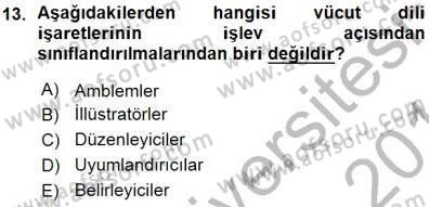 İletişim Bilgisi Dersi Ara Sınavı Deneme Sınav Soruları 13. Soru