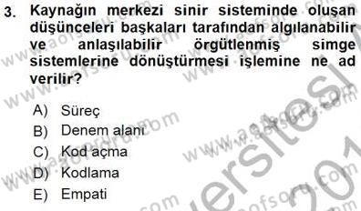 İletişim Bilgisi Dersi Ara Sınavı Deneme Sınav Soruları 3. Soru