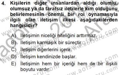 İletişim Bilgisi Dersi Ara Sınavı Deneme Sınav Soruları 4. Soru