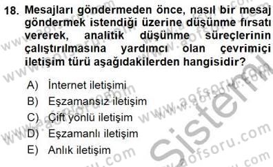 İletişim Bilgisi Dersi 2015 - 2016 Yılı (Final) Dönem Sonu Sınav Soruları 18. Soru