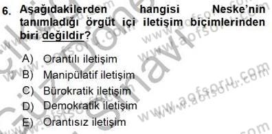 İletişim Bilgisi Dersi 2015 - 2016 Yılı (Final) Dönem Sonu Sınav Soruları 6. Soru