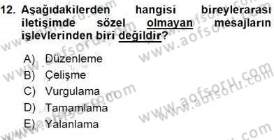 İletişim Bilgisi Dersi 2015 - 2016 Yılı Tek Ders Sınavı 12. Soru