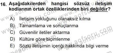 İletişim Bilgisi Dersi 2015 - 2016 Yılı Tek Ders Sınav Soruları 16. Soru