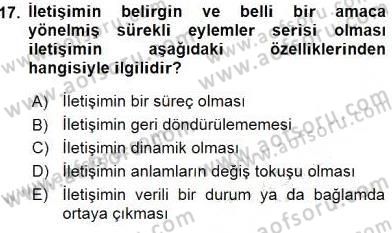 İletişim Bilgisi Dersi 2015 - 2016 Yılı Tek Ders Sınav Soruları 17. Soru