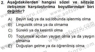 İletişim Bilgisi Dersi 2015 - 2016 Yılı Tek Ders Sınav Soruları 2. Soru