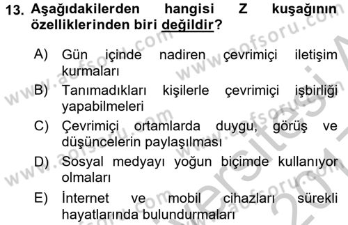 İletişim Bilgisi Dersi 2016 - 2017 Yılı 3 Ders Sınav Soruları 13. Soru