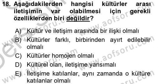 İletişim Bilgisi Dersi 2016 - 2017 Yılı 3 Ders Sınav Soruları 18. Soru