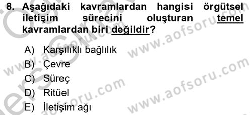 İletişim Bilgisi Dersi 2016 - 2017 Yılı 3 Ders Sınav Soruları 8. Soru