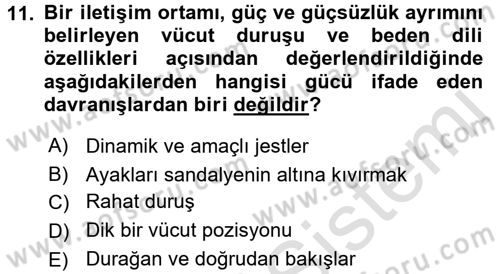 İletişim Bilgisi Dersi Ara Sınavı Deneme Sınav Soruları 11. Soru