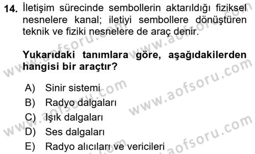 İletişim Bilgisi Dersi Ara Sınavı Deneme Sınav Soruları 14. Soru