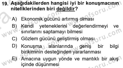 İletişim Bilgisi Dersi 2016 - 2017 Yılı (Vize) Ara Sınav Soruları 19. Soru