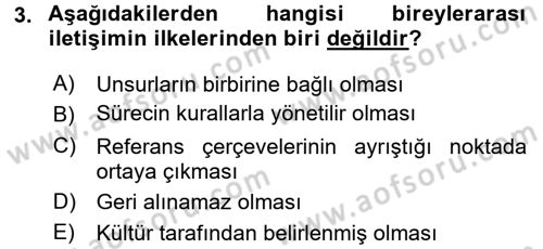 İletişim Bilgisi Dersi Ara Sınavı Deneme Sınav Soruları 3. Soru