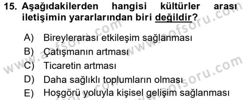 İletişim Bilgisi Dersi 2016 - 2017 Yılı (Final) Dönem Sonu Sınav Soruları 15. Soru