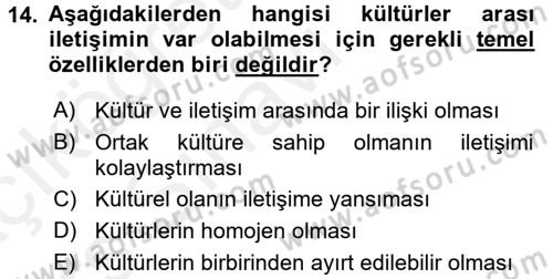 İletişim Bilgisi Dersi 2017 - 2018 Yılı 3 Ders Sınav Soruları 14. Soru