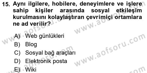 İletişim Bilgisi Dersi 2017 - 2018 Yılı 3 Ders Sınav Soruları 15. Soru